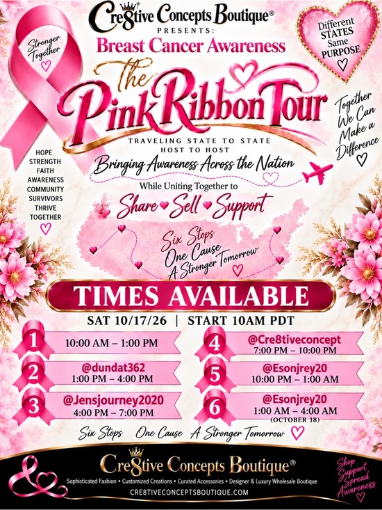 Cre8tive Concepts Boutique®️ Other - Sign ⬆️ Join us for The Pink Ribbon Tour 🎀 Breast Cancer Awareness 6 Host/States